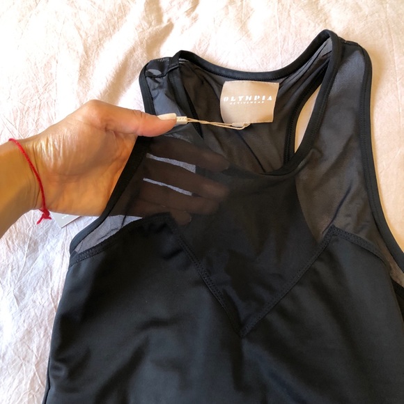 NWT. OLYMPIA Bra Tank with mesh detail. Black. S - Picture 4 of 6